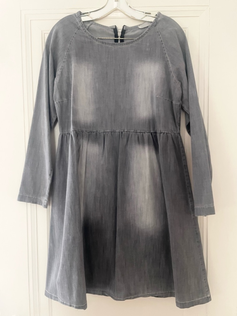 Nana Italian Heart Gray Denim Long Sleeve Dress Size L